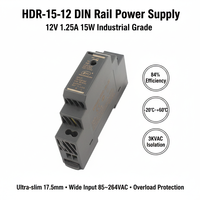 15W Din Raylı Anahtarlamalı Güç Kaynağı AC'den DC'ye HDR-15-12 12V 1.25A Endüstriyel Kullanım için Tek Çıkışlı SMPS