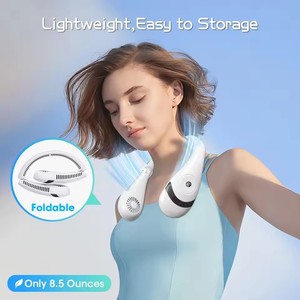 พัดลมคล้องคอไร้ใบพัดแบบพกพา ชาร์จผ่าน USB พับได้ พร้อมหน้าจอ LED แสดงผลแบบดิจิตอล เครื่องปรับอากาศขนาดเล็กแบบแขวน - Product Image 6