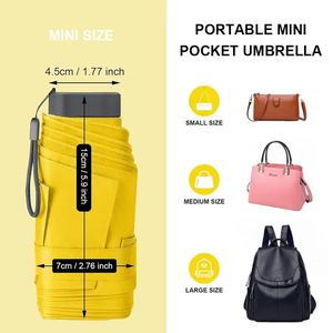Parapluies de poche pliables en 5 sections pour voyage, vente en gros, protection UV personnalisée, parapluies promotionnels portables avec logo pour extérieur, pluie et soleil - Product Image 3