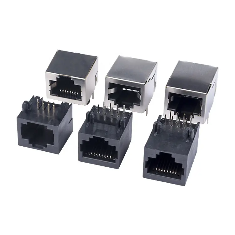 1/2/3/4/6/8 Ports Pcb Mount Female RJ45 Connector Cat5 Cat5e Cat6 RJ45 8P8C 8P6C Shielded Female RJ45 Socket RJ45 Ethernet Jacks