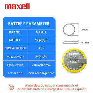Batteria a bottone <span class=keywords><strong>Maxell</strong></span> CR2032H con terminale a saldare, adatta per strumenti di monitoraggio della pressione pneumatici con sensore integrato e schede madri di apparecchiature. - Product Image 2