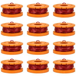 WA0010 WA0004 Lot de 12 bobines de rechange pour coupe-bordures, fil nylon 1,6 mm 10FT/3,05M pour tondeuse Worx WG151 WG163 WG170 - Product Image 1