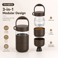 Bouteille d'eau modulaire écologique pour chien NAYAD 18oz 530ml en Tritan avec café recyclé, tasse de voyage 3-en-1 pour animaux de compagnie avec compartiment alimentaire – Vente en gros
