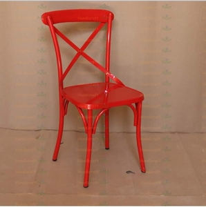 Silla de comedor moderna con respaldo cruzado rojo Asientos elegantes y duraderos para el hogar y la Cafetería - Product Image 3