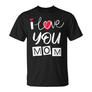 T-shirt I Love You Mom Mother en coton noir unisexe taille adulte S M L XL XXL - Product Image 1