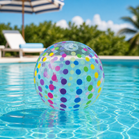 En stock - Ballon de plage gonflable Shengjin à pois et rayures arc-en-ciel - Unisexe 14+ - Parfait pour les fêtes d'été à la piscine