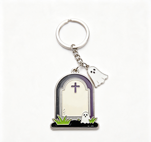 Halloween Metal Key Chain Enamel Gravestone Keyring Ghost Pendant <b>Bag</b> <b>Charm</b> Gift - Product Image 4