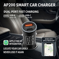 Traceur GPS de Voiture Anti-Perte Compatible Apple Find My Sans Abonnement, Chargeur Allume-Cigare Double Port USB-C et USB-A à Charge Rapide 25W