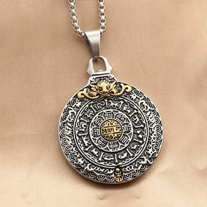 จี้มังกรทรงกลมสแตนเลสสร้อยคอผู้ชายสไตล์พังก์ย้อนยุค 280390 - Product Image 1