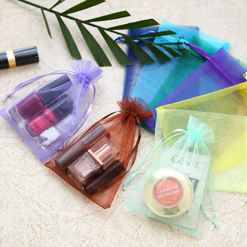 13x18cm/5x7 inches 25 Colors in stock Promotional Small Mesh Drawstring Gift Packaging Bag Bulk Organza Bags Wholesale