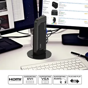 Wavlink Gigabit Ethernet USB 3,0 с двойным дисплеем, док-станция, универсальный адаптер из алюминиевого сплава для ноутбука/ПК/Mac /<span class=keywords><strong>DVI</strong></span>/VGA аудио - Product Image 6