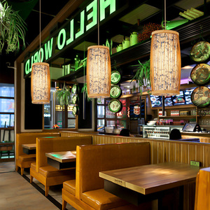 Lámpara colgante tejida de bambú de estilo chino, larga, con interruptor LED E27, para hoteles, restaurantes, decoración Zen - Product Image 1