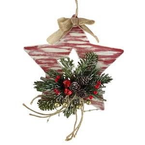 PANNEAU DE PORTE ÉTOILE À EFFET BOIS À RAYURES BLANCHES ET ROUGES 24X3.5 CM H 23CM. - Product Image 1