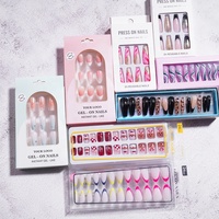 OEM ODM Faux ongles à presser en gel acrylique épais, effet œil de chat scintillant, ombré vert néon, vente en gros avec colle