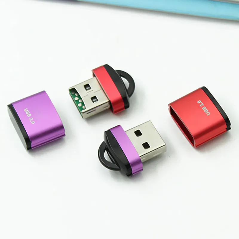 Mini adaptador de cartão de metal usb 2.0, barato, leitor de cartao sd tf para computador