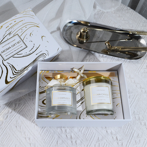 Set regalo di profumo per la casa di lusso ecologico diffusore di aromi bianchi <span class=keywords><strong>e</strong></span> oro <span class=keywords><strong>e</strong></span> deodoranti per <span class=keywords><strong>candele</strong></span> profumate - Product Image 2