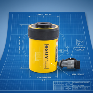 Cylindre hydraulique <span class=keywords><strong>creux</strong></span> <span class=keywords><strong>ENERPAC</strong></span> RCH-206, vérin de 20 tonnes, course de 155 mm, pression de 700 bars/10000 PSI pour pousser et soulever, durée de vie de 8 à 10 ans - Product Image 1