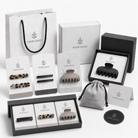 Ensemble d'emballages personnalisés pour cheveux avec logo, cartes de présentation, chouchous, nœuds, sacs en papier, autocollants, pochettes – Solution d'emballage complète
