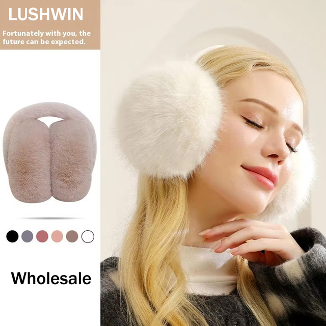 Women's Cute Plush Fluffy Ear Muffs Foldable Winter Earmuff Anti-Freezing Walker Ear Cap Artifact