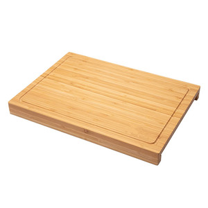 Tabla De Cortar De Madera Cocina Tabla De Cortar De Bambú Ecológica Grande Con Bandeja De Acero Inoxidable Para La Preparación De Alimentos - Product Image 2