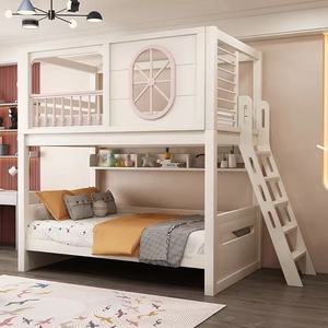 Cama Infantil con Forma de Timón de Barco JINS, <span class=keywords><strong>Madera</strong></span> Maciza Blanca con <span class=keywords><strong>Escalera</strong></span> de Almacenamiento y Estante Integrado para Dormitorio de Niños y Niñas - Product Image 3
