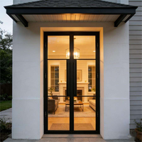 Excellente porte horizontale battante en aluminium à rupture de pont thermique, avec isolation thermique et étanchéité, en verre haute transparence, de style moderne français, pour entrepôt.