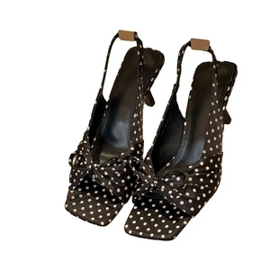 Sandalias de tacón abierto con estampado floral/puntos para mujer, con punta cuadrada y dedos descubiertos, tacones altos delgados, zapatos casuales de verano 2026 - Product Image 1