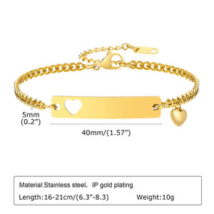 Bracelet et jonc ajustables en acier inoxydable 316L plaqué or 14K 18K, étanches et anti-ternissement, pour femme - Product Image 6
