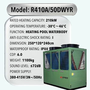 Pompe à chaleur commerciale haut de gamme pour piscine R410A/210kW 380V COP6.0 Titane IPX4 -30 ° C~46 ° <span class=keywords><strong>Chauffe</strong></span>-<span class=keywords><strong>eau</strong></span> pour piscine de parc aquatique - Product Image 2