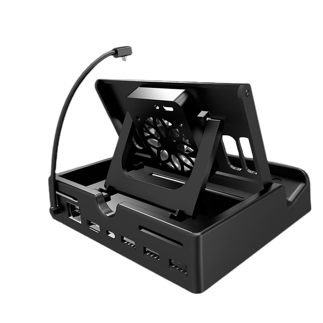 With Cooling Fan Steam Deck Accessories 4-in-1 Full Speed Charging USB Port Dock Station for Valve Steam Deck Dock Stand Base