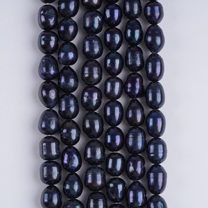 Prix spécial Zhuji, perles d'eau douce noires teintes en forme de riz de 8-9 mm, perles en vrac, source de fabrication de bijoux DIY - Product Image 6