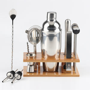 Набор бармена и набор барных инструментов с бамбуковой основой, коктейльный шейкер из нержавеющей стали, витые ложки, подарочный набор - Product Image 5