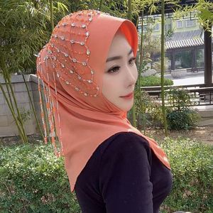 <span class=keywords><strong>Hijab</strong></span> instantané gris élégant pour femmes avec pampilles en strass faites à la main, foulard musulman de luxe parfait pour les mariages et les fêtes - Product Image 6