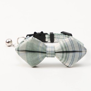 Collier à carreaux pour chat avec nœud papillon, sangle réglable avec clochette, en coton à carreaux pour petits chats, usage quotidien toutes saisons - Product Image 4