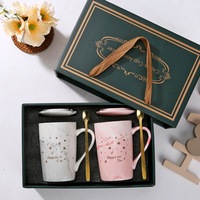 Fabulosa Taza de Cerámica con Diseño de Mármol de 13oz, Duradera, con Tapa y Cuchara, para Mujeres, Regalos de Cumpleaños - Mejores Amigas, Esposa, Mamá, Hija, Hermana