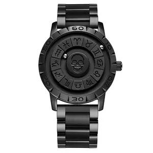새로운 핫셀 디자인 블랙 컬러 스테인레스 스틸 밴드 쿼츠 무브먼트 커스텀 브랜드 이름 남성용 마그네틱 볼 시계 배송 준비