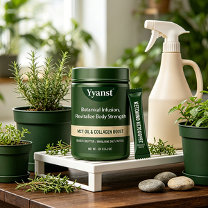 Café Instantáneo Keto Botánico con Colágeno y Aceite MCT, Envase de 120g, Frasco Redondo de Plástico Sellado Verde Oscuro, Etiqueta Personalizada OEM, Suministro al por Mayor - Product Image 4