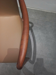 Chaise de salle à manger élégante en bois massif de style nordique, siège en cuir véritable de première qualité pour la maison, le restaurant, l'hôtel, meubles PISANO - Product Image 2