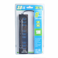Nueva luz LED transfronteriza, de 4 pies Cable/1,2 m de largo, transferencia de datos de 5Gbps, concentrador USB 3,0, divisor USB de 10 puertos, PC, portátil, Stock