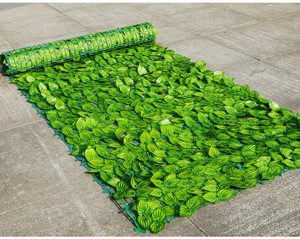 Clôture en feuilles artificielles vert foncé en plastique, prix d'usine, utilisée pour la décoration de balcon, cour, patio, jardin - Product Image 4