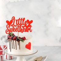 Décoration de gâteau de mariage, cadeau de mariage, fête de la Saint-Valentin, gâteau de mariage, décoration de gâteau, Sweet Sweetheart Cake Top, rouge, scintillant, amour sucré