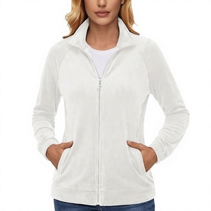 Women's Fleece Jacket Full Zip Velour Knitted Stand Collar Warm Winter <b>Coat</b> Polar Soft Velvet Lightweight Sweatshirt Outerwear - Product Image 1