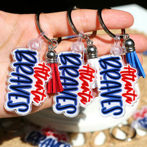 The New Hot Atlanta Braves Fan Estilo de dibujos animados Impresión Llaveros Béisbol Acrílico Llavero con aleación Metal Plástico Material - Product Image 1