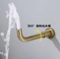 Robinet de lavabo mural contemporain moderne en laiton, à trou unique, noir brossé, avec capteur tactile, avec siphon intégré et cartouche céramique pour hôpital