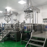 Brillant à lèvres cosmétique homogénéisant faisant la machine/crème pour les lèvres sous vide mélangeur d'émulsifiant sous vide double veste chauffante