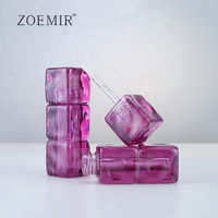 Tube de brillant à lèvres 3ml transparent violet forme glaçon, tubes de gloss à lèvres ondulés, étiquettes personnalisées, emballages cosmétiques en gros