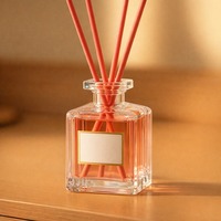 Diffuseur de parfum carré en verre 50 ml avec bâtonnets rouges, parfum frais, aromathérapie pour la maison, assainisseur d'air, vente en gros