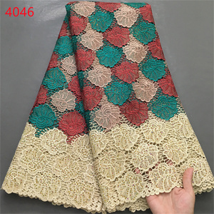 4046 di alta qualità prezzo all'ingrosso ultimo tessuto di pizzo Guipure con pietre per africano sposa corda da sposa tessuto vestito - Product Image 1