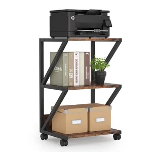 Tribesigns Vintage 3-Tier Ladder Printer Stand on Wheels Storage e Display Rack com mesa grande e alta capacidade de carga