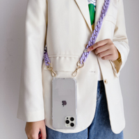 Étuis de téléphone portable personnalisés détachables, à la mode, colorés, en acrylique, avec chaîne, imperméables, antichoc, peints aux UV, longueur 120 cm, à porter en bandoulière
